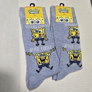Set of 2 SpongeBob SquarePants Gray Socks NEW